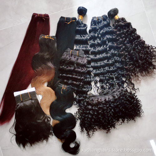 Virgin Body Wave 100% Human Hair Extension Raw Weft Hair Bundles Brazilian Natural Remy Hair Vendors